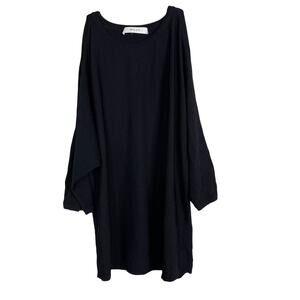 Milly Medium Black Knit Split Sleeve Scoop Neck Lightweight Sweater Short Sleeve